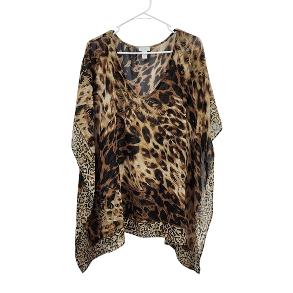 Chico's Other - Chico's Women's Lightweight Animal Print Sheer Caftan Cover Up - S/M